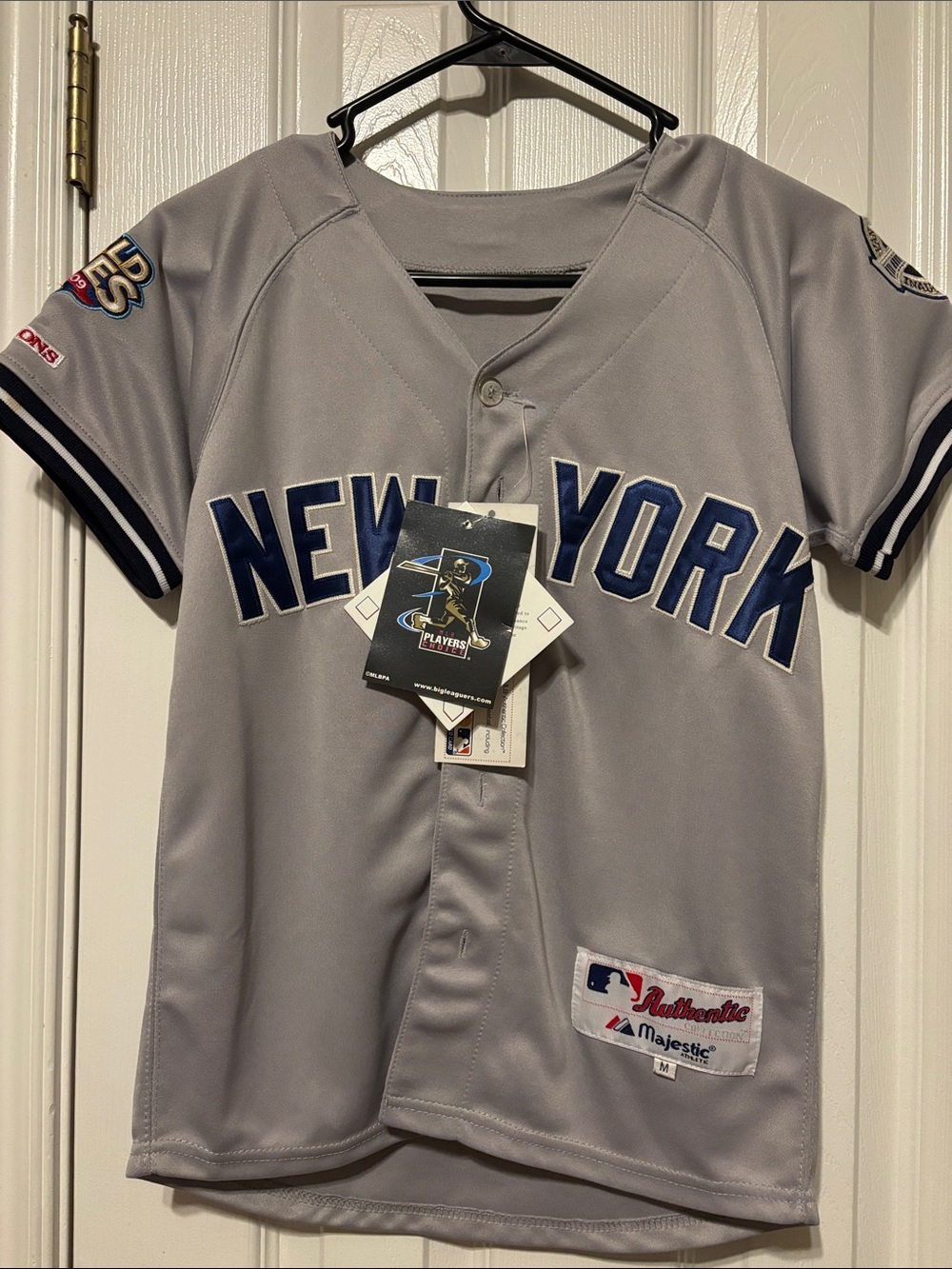 Majestic Grey New York Kids Baseball Jersey with Navy Accents